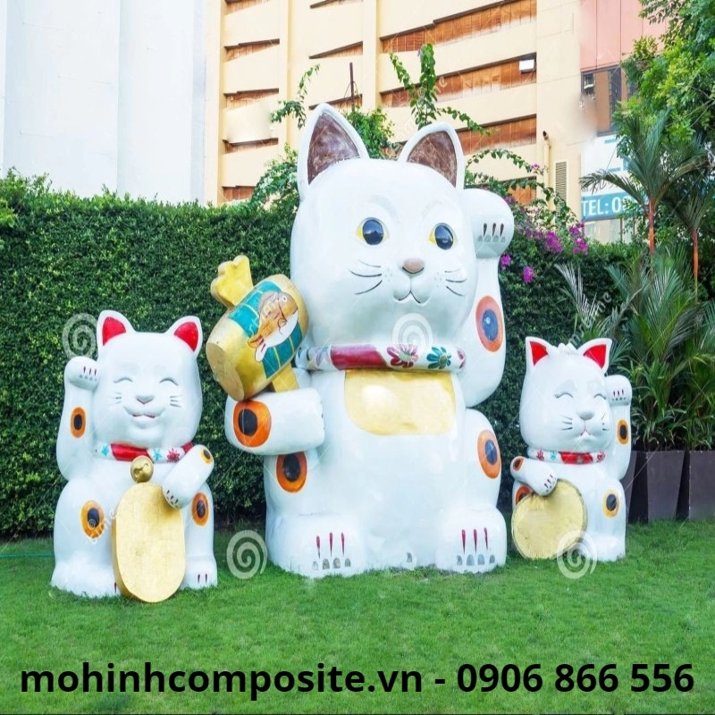mo hinh composite 1 101 - Mô hình chú mèo bằng composite trang trí Tết